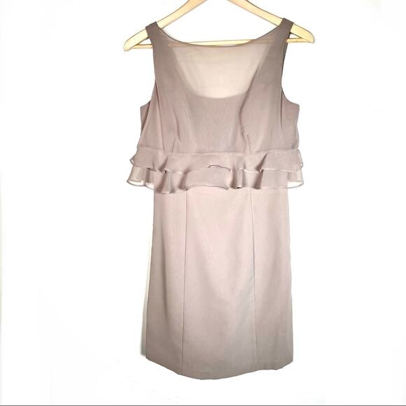 Alfred Angelo tan chiffon knee length formal cocktail sheath dress size 4 - Picture 1 of 4